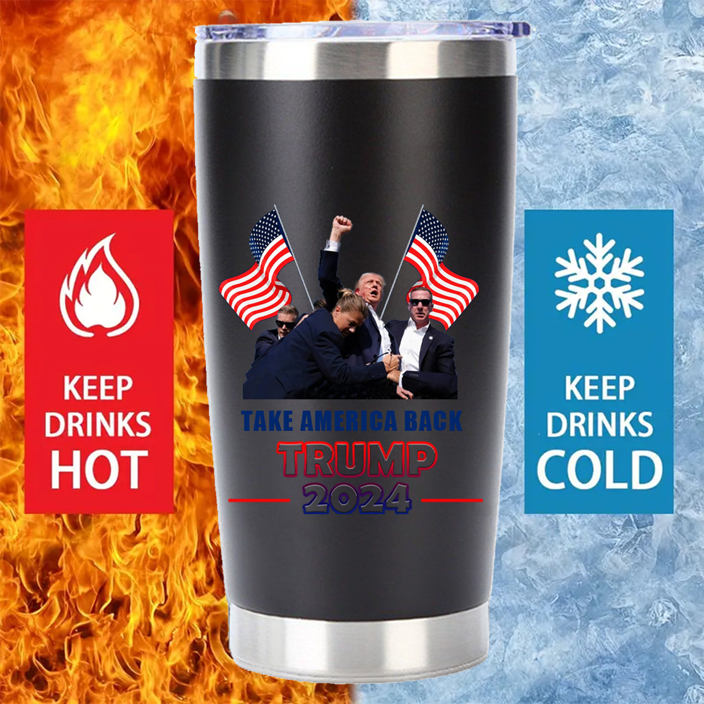 2024 Trump 20 Oz Vacuum Thermos Tumblers Wholesale Bulk 20oz Stainless Steel Double Wall Travel Coffee Mug With Lid