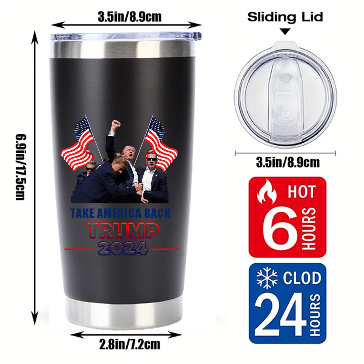 2024 Trump 20 Oz Vacuum Thermos Tumblers Wholesale Bulk 20oz Stainless Steel Double Wall Travel Coffee Mug With Lid