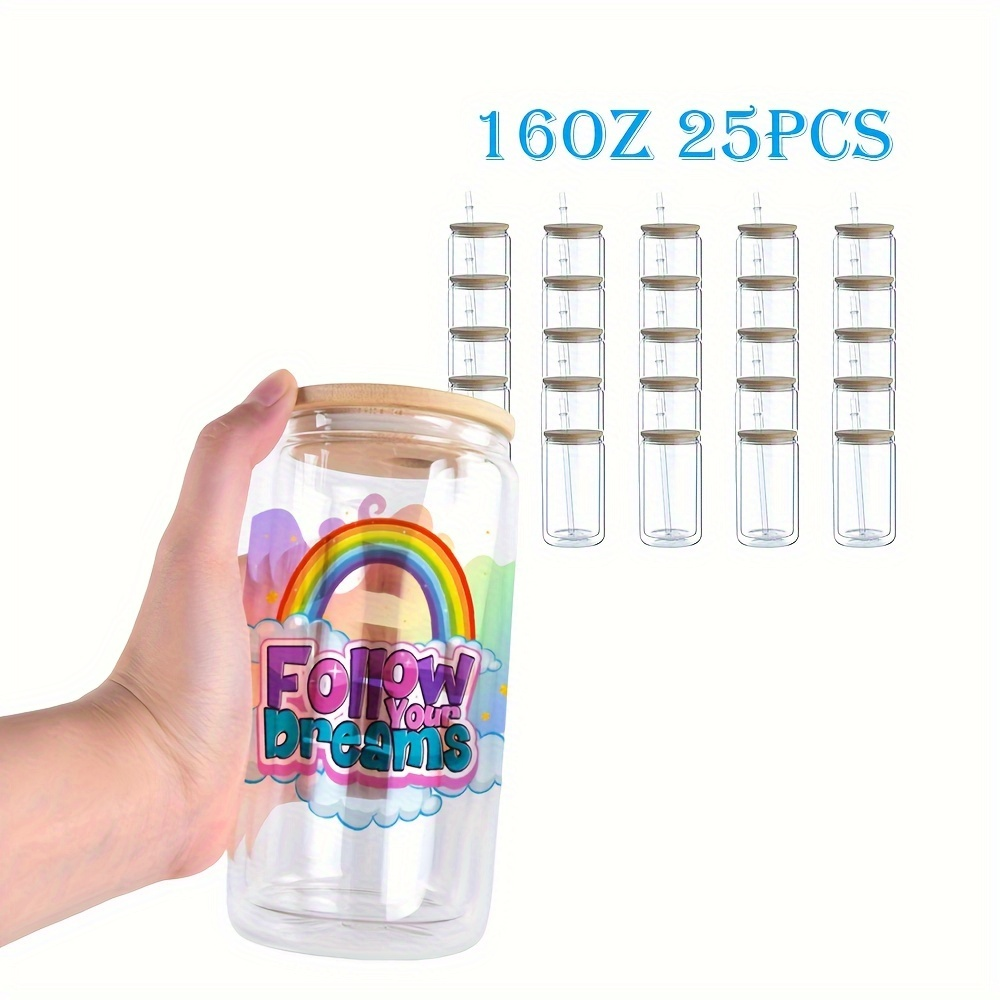 Usa Warehouse 16 Oz 16Oz Snow Globe Pre-Drilled Double Wall Sublimation Blank Tumbler Glass Can With Bamboo Lid And Straw