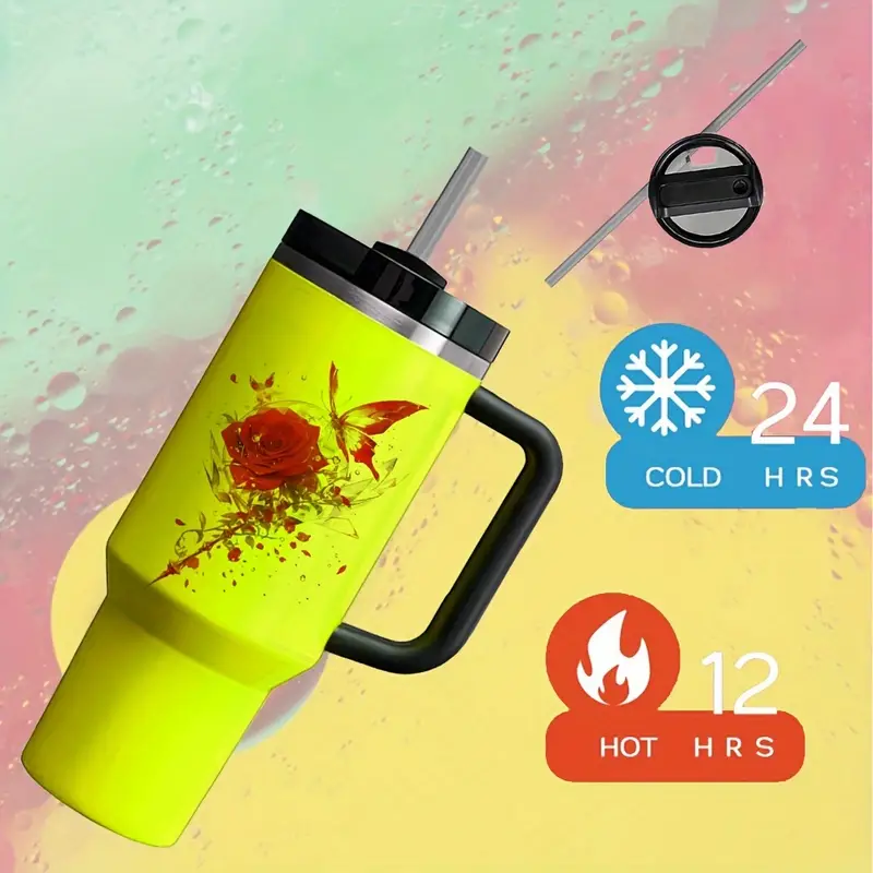 40 oz Colorful Neon sublimation blank Stainless Steel Vacuum Insulated Travel Camp Mug 40oz Tumbler With Handle