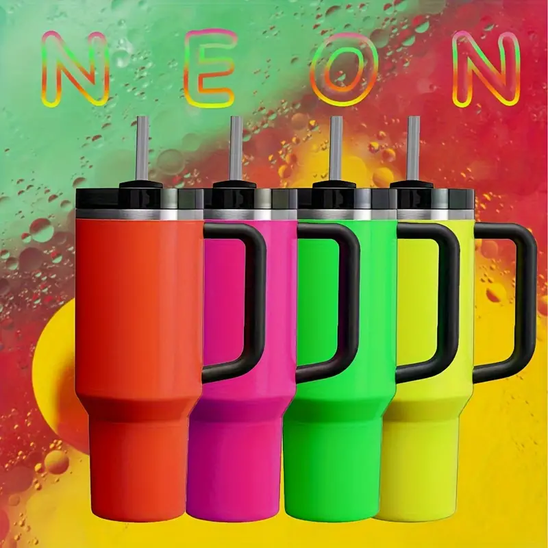 40 oz Colorful Neon sublimation blank Stainless Steel Vacuum Insulated Travel Camp Mug 40oz Tumbler With Handle