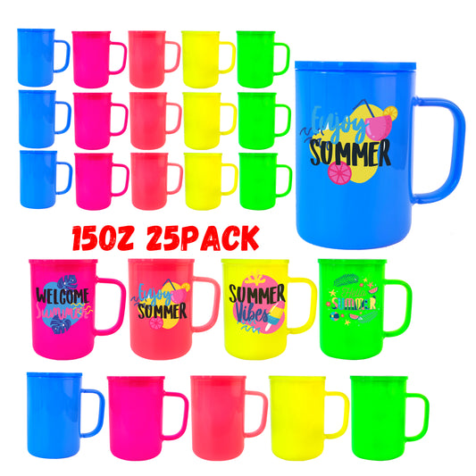 USA warehouse stock 15oz neon colorful blank sublimation glass coffe mug Tumbler with handle for uv dtf wraps