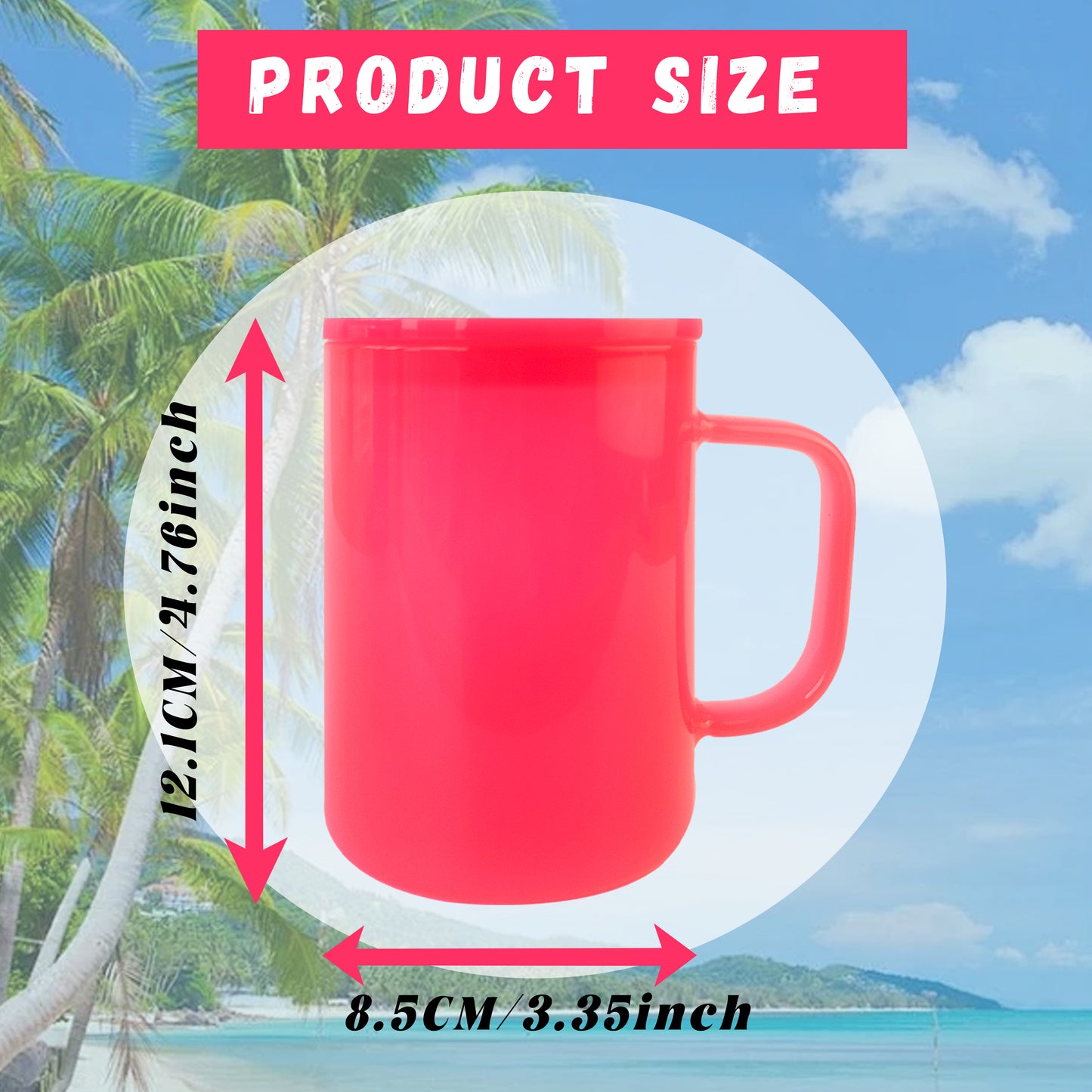 USA warehouse stock 15oz neon colorful blank sublimation glass coffe mug Tumbler with handle for uv dtf wraps