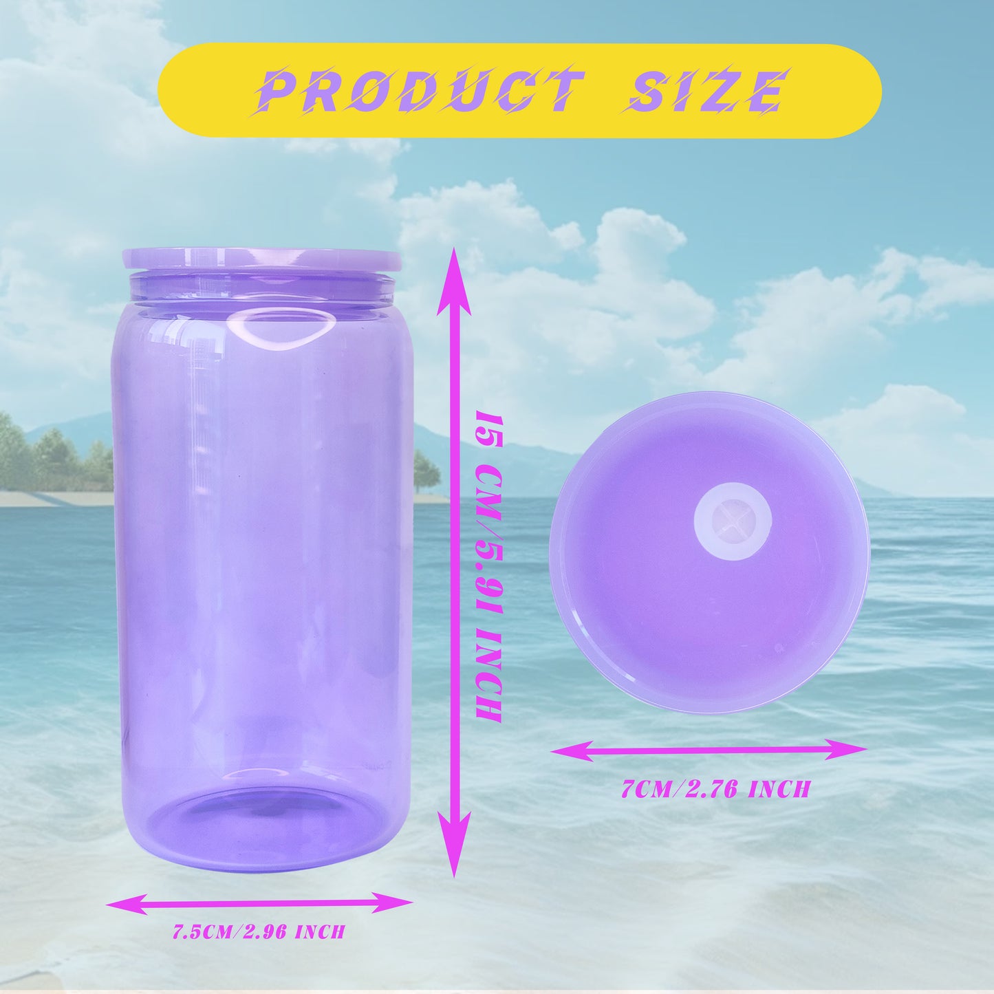 USA Warehouse Stocked 16oz ombre clear jelly color soda beer glass can tumbler blank sublimation glass can with colored lids