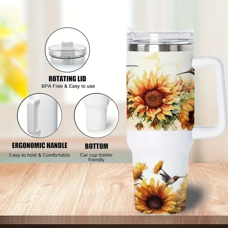 USA Warehouse 40oz H1.0 sublimation tumbler with handle white vacuum insulated tumblers wholesale bulk for travel camping